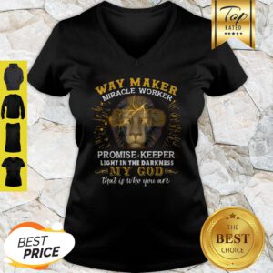Lion Way Maker Miracle Worker Promise Keeper Light In The Darkness My God V-neck