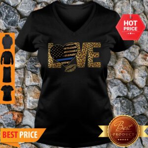 Love Leopard Thin Blue Line Lips V-neck