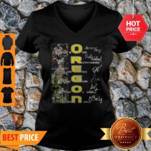 Oregon Ducks Minyon Moore Ruthy Hebard Signatures V-neck