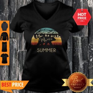 Original Summer Name Gift Retro Sun Personalized Mama Bear V-neck