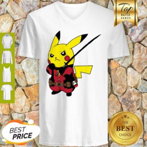 Pikachu With A Sword Deadpool Marvel Pokemon Mashup V-neck