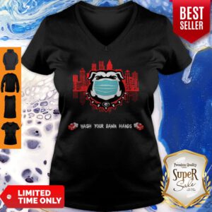 Awesome Georgia Bulldogs Wash Your Damn Hands Coronavirus V-neck