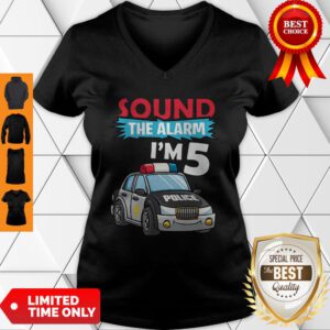 Birthday Boy 5 Years Old Police Car Policeman Cop V-neck