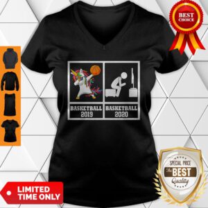 Dabbing Unicorn Basketball 2019 And Basketball 2020 Stay Home V-neck