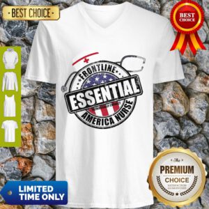 Frontline Essential Patrioticaly Correct America Nurse American Flag V-neck