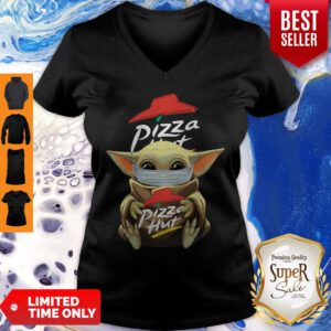 Funny Baby Yoda Mask Hug Pizza Hut Coronavirus V-neck