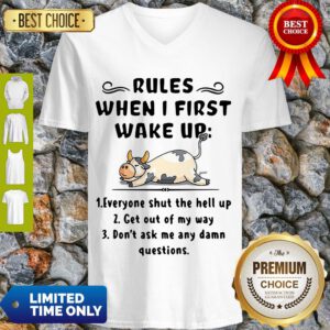 Funny Cow Rules When I First Wake Up V-neck