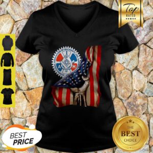 International Association Of Machinists & Aerospace Workers American Flag V-neck