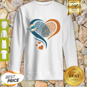 Miami Dolphins Heart Fingerprint Sweatshirt