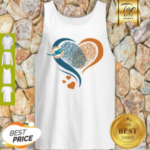 Miami Dolphins Heart Fingerprint Tank Top