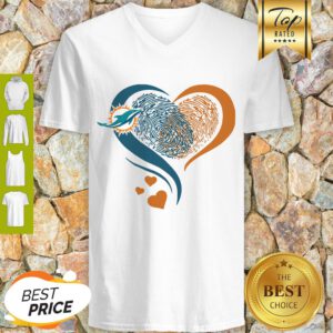Miami Dolphins Heart Fingerprint V-neck