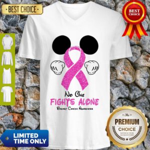 Mickey Mouse No One Fights Alone Breast Cancer Awareness V-neck