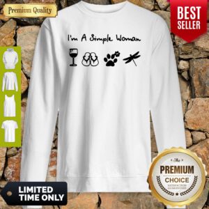 Nice A Simple Woman Crewneck Dragonfly Wine And Dog Sweatshirt