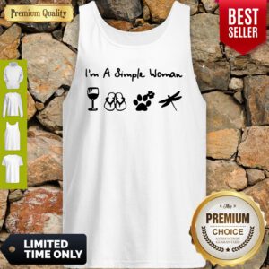 Nice A Simple Woman Crewneck Dragonfly Wine And Dog Tank Top