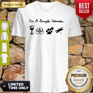 Nice A Simple Woman Crewneck Dragonfly Wine And Dog V-neck
