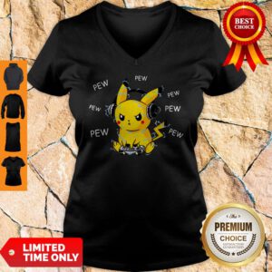 Nice Pokemon Playing Game Pikachu Pew V-neck