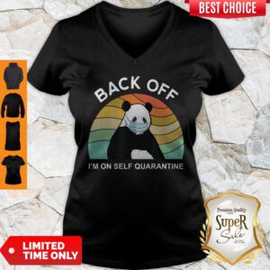 Official Vintage Panda Back Off I'm On Self Quarantine V-neck