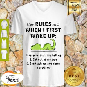 Rules When I First Wake Up Everyone Shut The Hell Up Dinosaurs V-neck