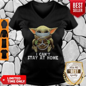 Star Wars Baby Yoda Mask Hug Mercedes I Can’t Stay At Home V-neck