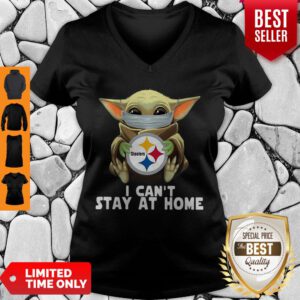 Star Wars Baby Yoda Mask Hug Pittsburgh Steelers I Can’t Stay At Home V-neck