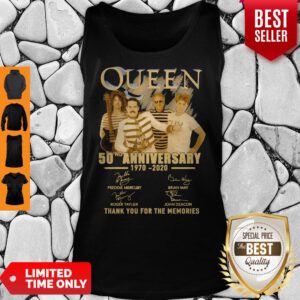 Queen 50nd Anniversary 1970 2020 Thank You For The Memories Signatures Tank Top
