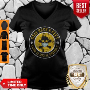 Top Skull Stay Back 6 Feet Covid-19 Social Distance V-neck
