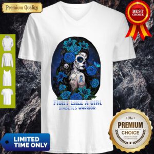 Top Fight Like A Girl Diabetes Warrior Awareness V-neck