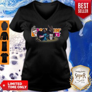Top Stitch And Toothless And Dunkin’ Donuts Logo V-neck
