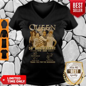 Queen 50nd Anniversary 1970 2020 Thank You For The Memories Signatures V-neck