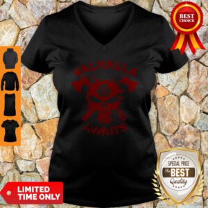 Awesome Skull Valhalla Awaits V-neck