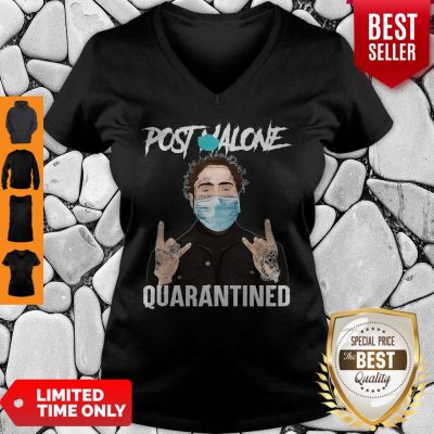 Funny Post Malone Face Mask Quarantined V-neck