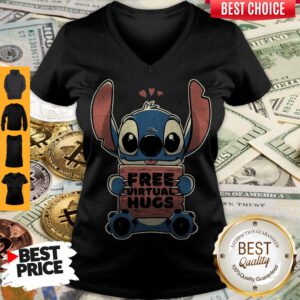 Awesome Baby Stitch Free Virtual Hugs V-neck