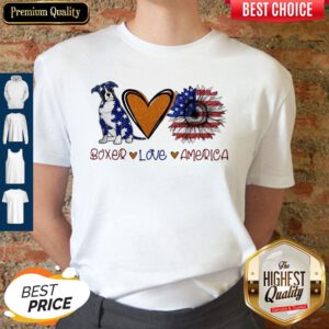 Boxer Love Heart Sunflower American Flag Veteran Independence Day Shirt