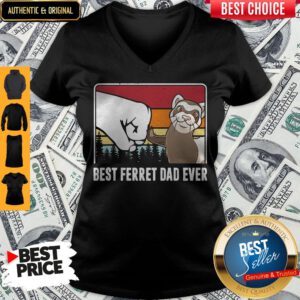 Cute Best Ferret Dad Ever Happy Father's Day Vintage V-neck