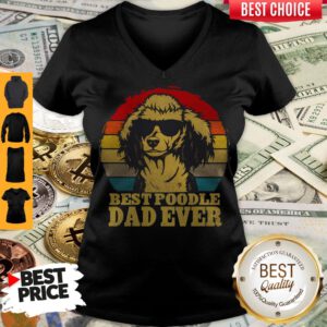 Cute Best Poodle Dad Ever Vintage V-neck