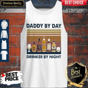 Happy Fathers Day Daddy By Day Drinker By Night Wine Vintage Version Tank Top