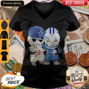 Jack Skellington And Joker Player Dallas Cowboys Football V-neck