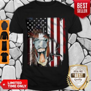 Nice American Horse Face Flag Shirt