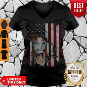 Nice American Horse Face Flag V-neck