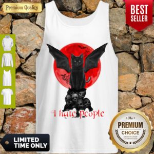 Nice Bat And Black Cat Moon Skull I Hate People ShirtNice Bat And Black Cat Moon Skull I Hate People Tank Top