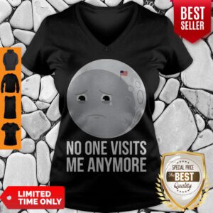 No One Visits Me Anymore Sad Moon Face American Flag V-neck