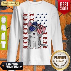 Premium American Cats Happy Independence Flag Sweatshirt