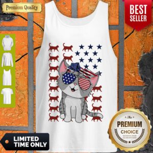 Premium American Cats Happy Independence Flag Tank Top