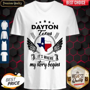 Premium Dayton Texas It's Where My Story Begins Map V-neck