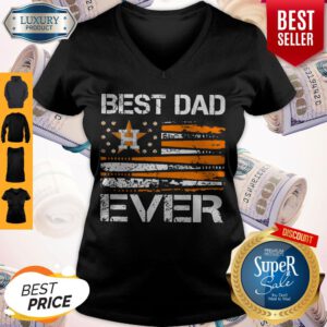Premium Houston Astros American Flag Best Dad Ever V-neck