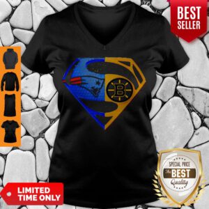 Premium Superhero New England Patriots And Boston Bruins Diamond V-neck