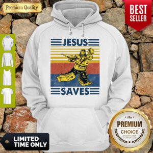 Premium Vintage Hockey Jesus Saves Hoodie