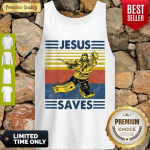 Premium Vintage Hockey Jesus Saves Tank Top