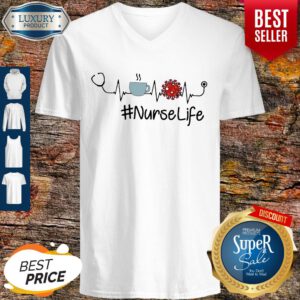 Pretty Heartbeat Coffee Coronavirus Nurse Life V-neck