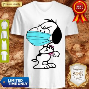 Pretty Snoopy Face Mask Wash Your Hands V-neck